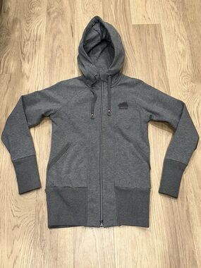 Roots Canada Gray Full Zip Hoodie Womens L Heritage Sporting Fleece Lined
